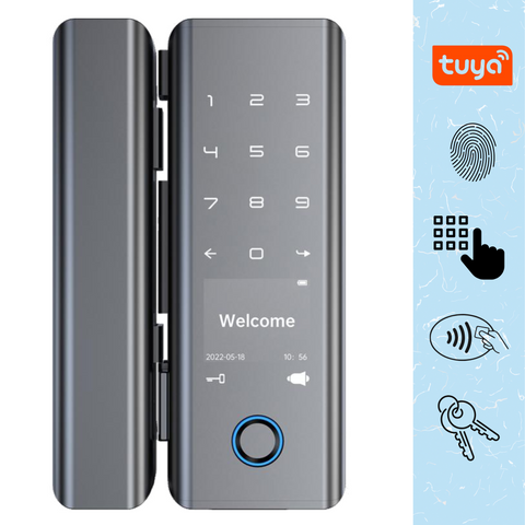 Cerradura inteligente para puerta de vidrio: huella, tarjeta y llave Smart lock B4