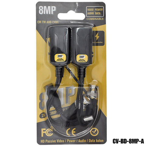 Balun pasivo 8MP (2 en 1) - video y energía por cable UTP
