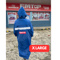 Capote para lluvia con cinta reflectiva, color azul, talla XL Emtop ERCT01XL
