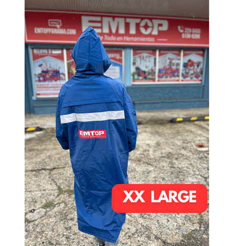 Capote para lluvia con cinta reflectiva, color azul, talla XXL Emtop ERCT01XXL