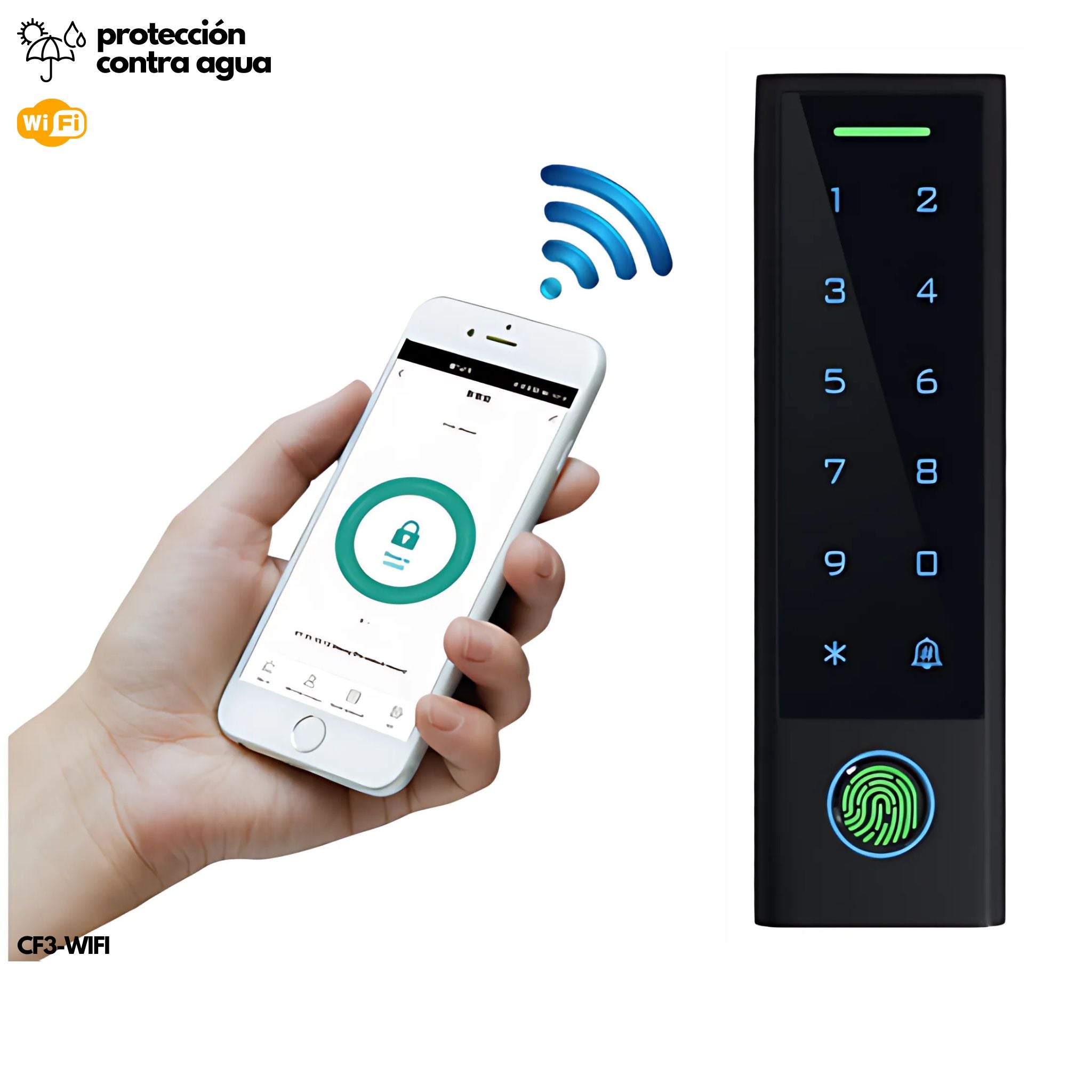 Control de acceso WiFi táctil biométrico y a prueba de agua Secukey CF3-WIFI