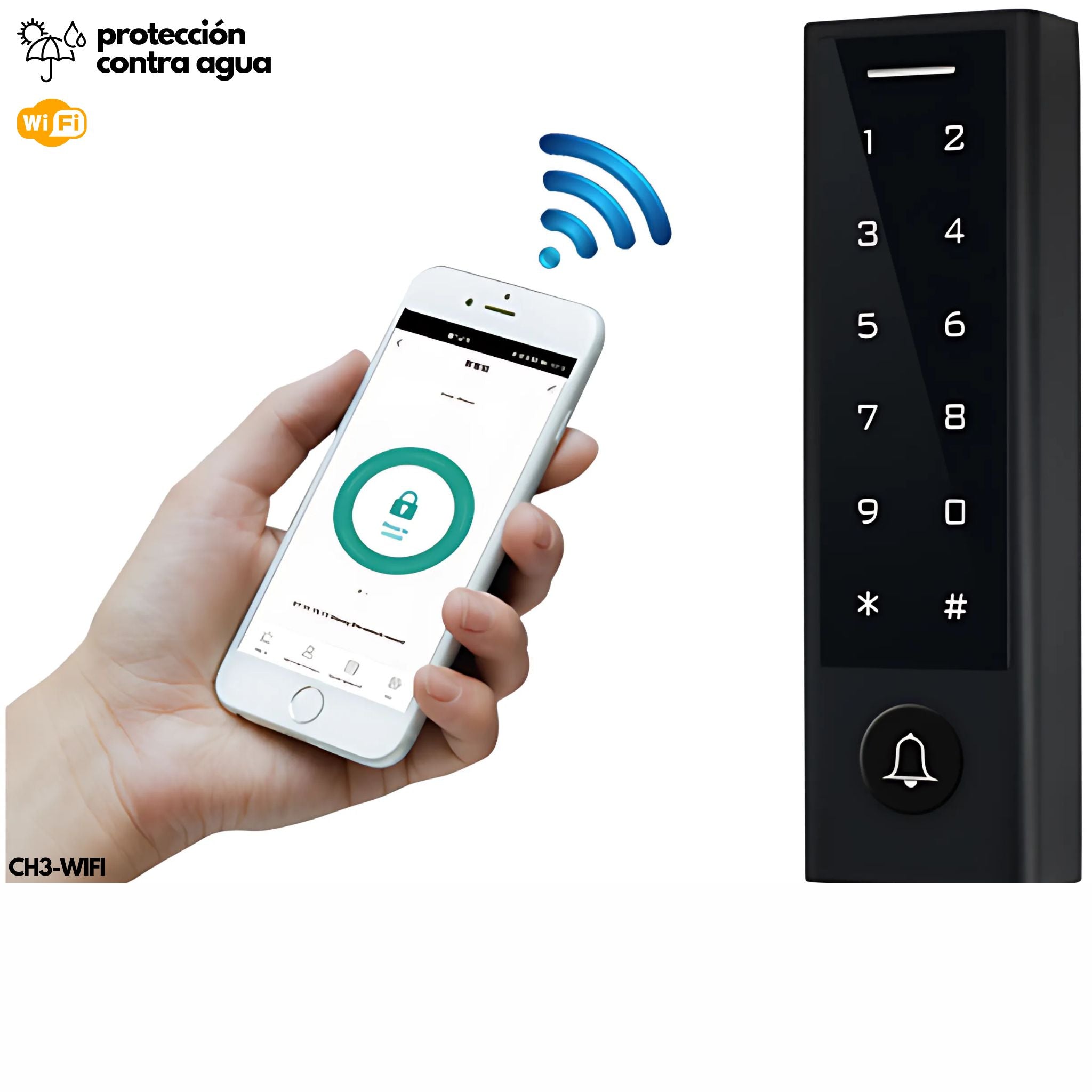 Control de acceso WiFi táctil y a prueba de agua Secukey CH3-WIFI