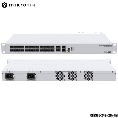 Switch MikroTik CRS326-24S+2Q+RM | 24 Puertos 10G SFP+ y 2 Puertos 40G QSFP+ | Dual Boot