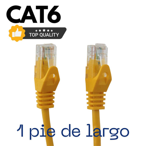 Cable de red UTP CAT6 amarillo de 1 pie de largo Quest NPC-6501