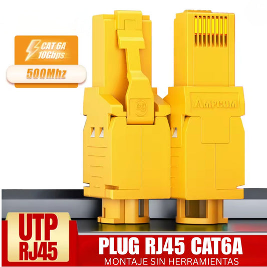 Conector RJ45 Cat6A UTP amarillo sin herramienta