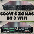 Amplificador PA de 500W DA-500MW de 6 zonas, WIFI/ USB/ SD/ FM/ BT