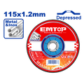 Disco de corte para metal con centro hundido de 4-1/2 Emtop EACD121152