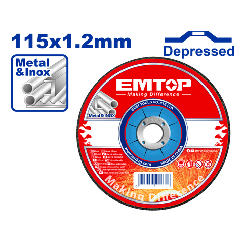 Disco de corte para metal con centro hundido de 4-1/2” Emtop EACD121152