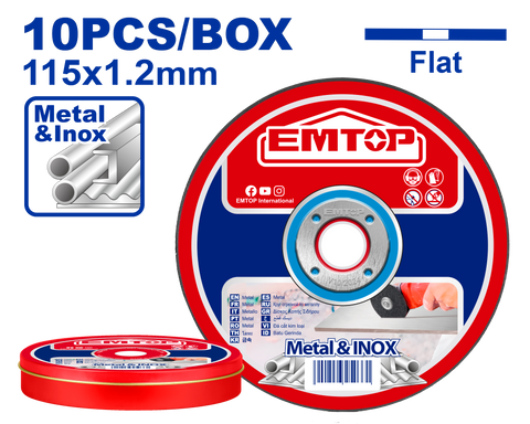 Caja con 10 discos de corte para metal y acero inoxidable de 4 pulgadas y media