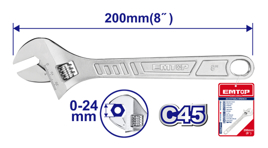 Llave inglesa ajustable de 8 pulgadas