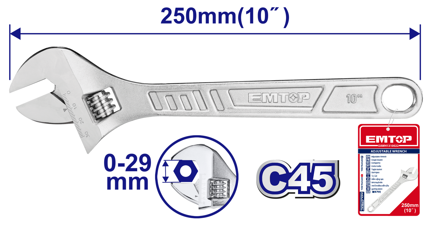 Llave inglesa ajustable de 10 pulgadas