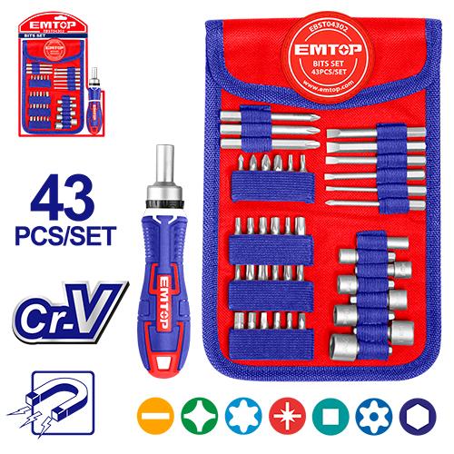 Juego de 43 destornilladores EMTOP EBST04302
