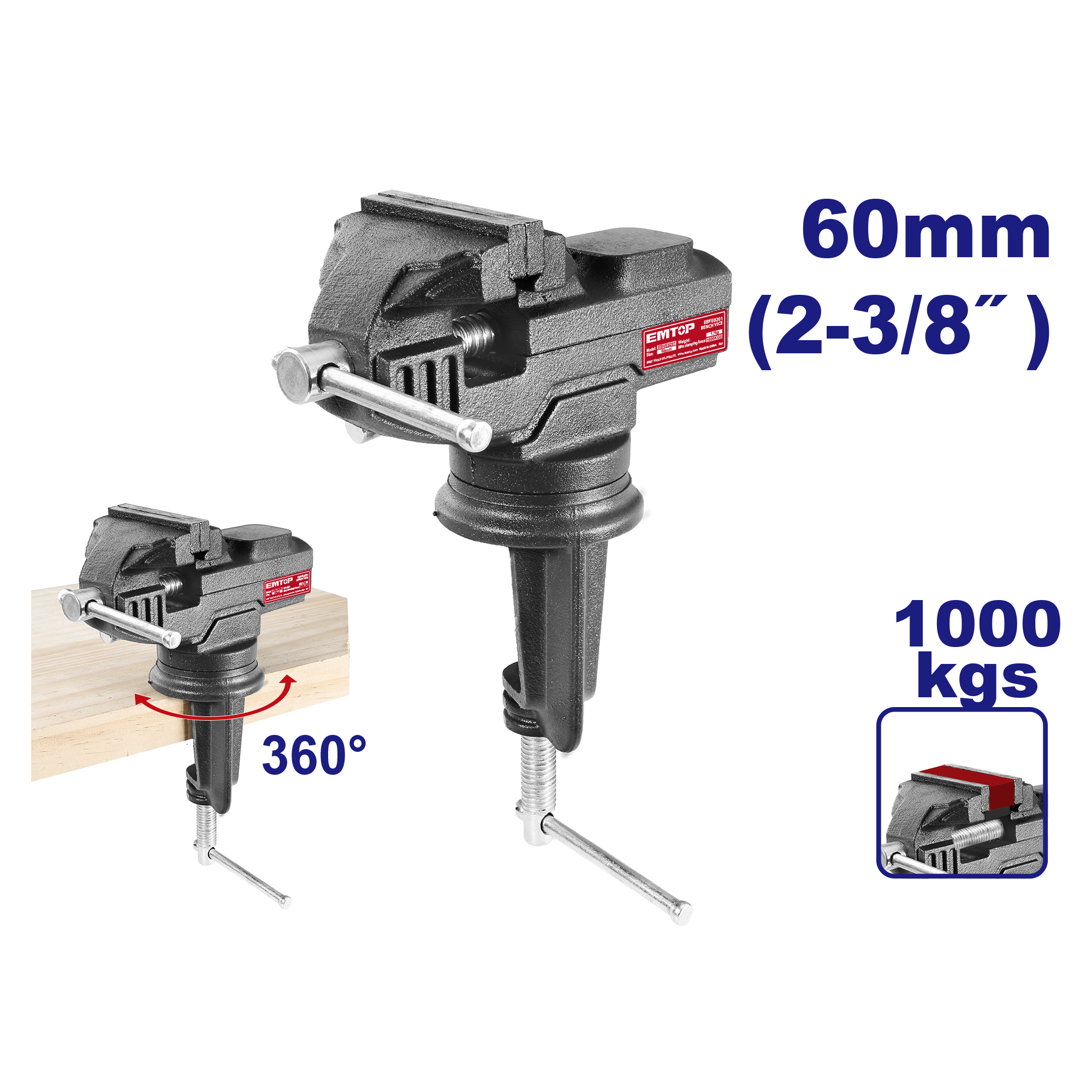 Prensa de banco de 2-3/8” 1000Kgs EMTOP EBVE0201