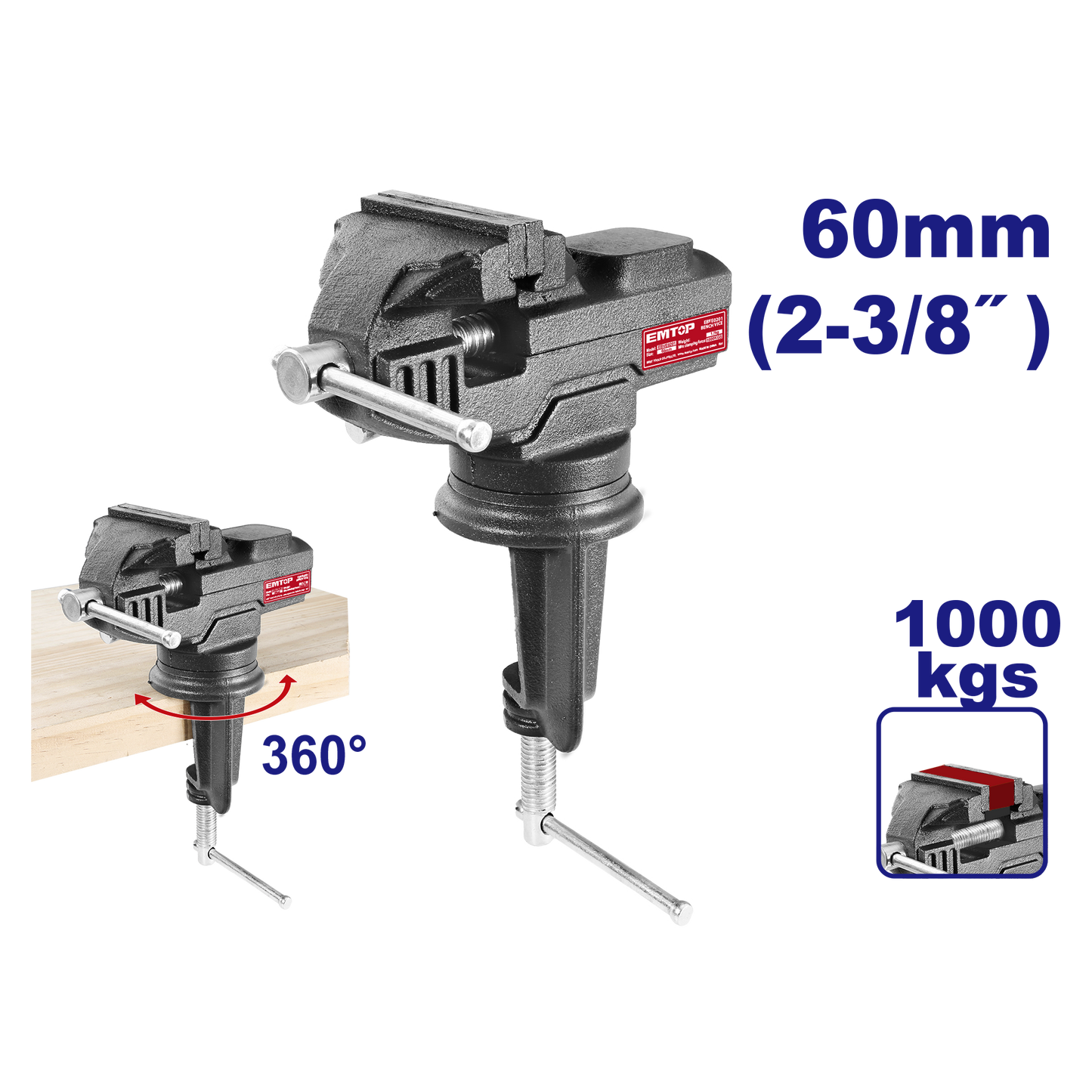 Prensa de banco de 2-3/8” 1000Kgs EMTOP EBVE0201