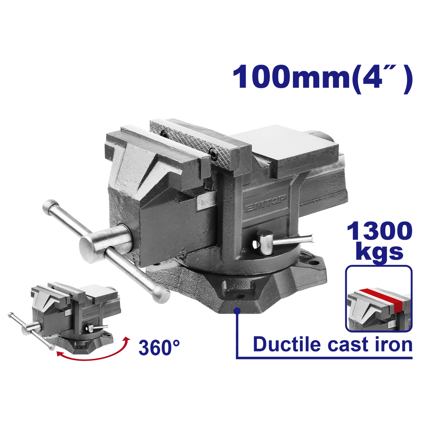 Prensa de banco de 4” 1300Kgs EMTOP EBVE0401