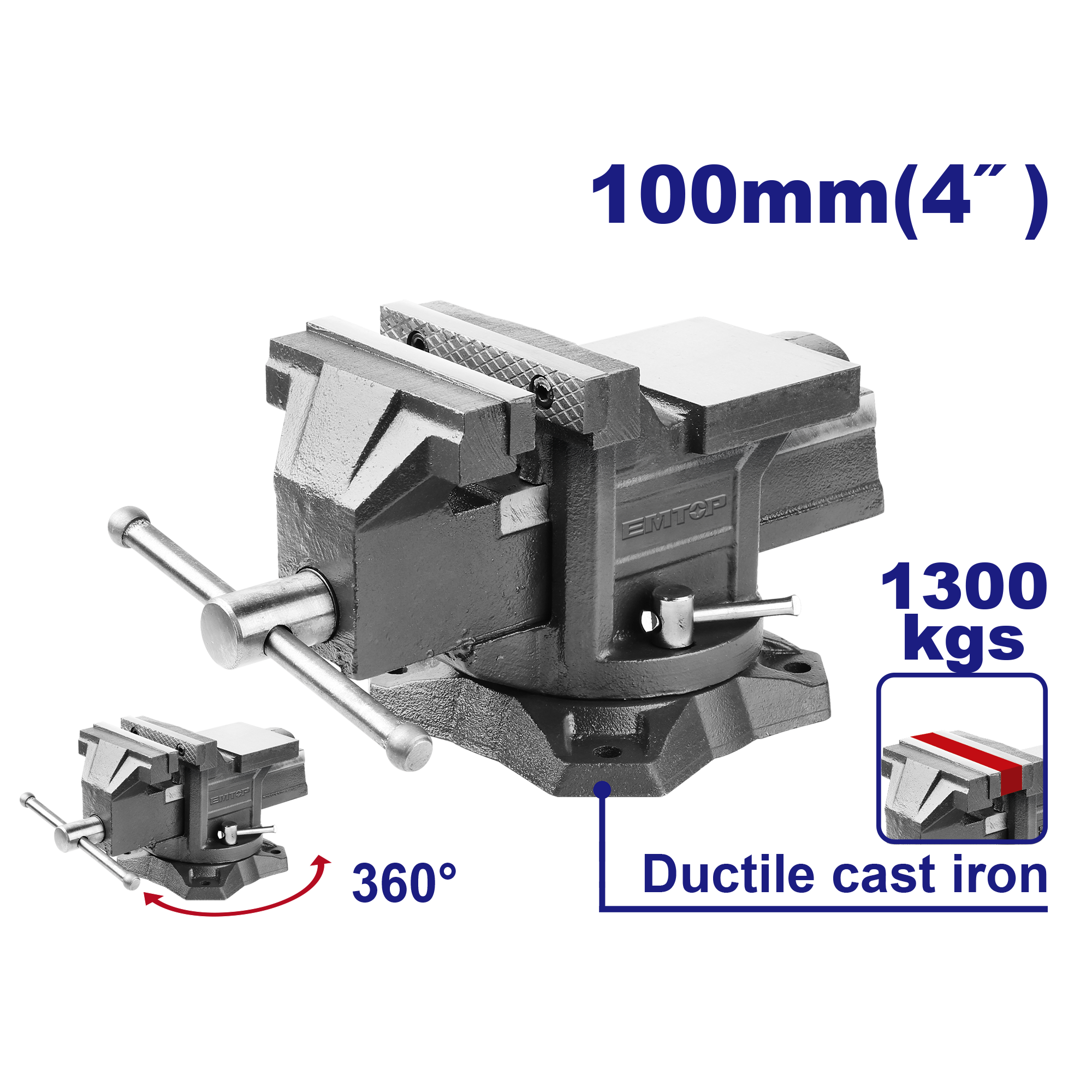 Prensa de banco de 4” 1300Kgs EMTOP EBVE0401