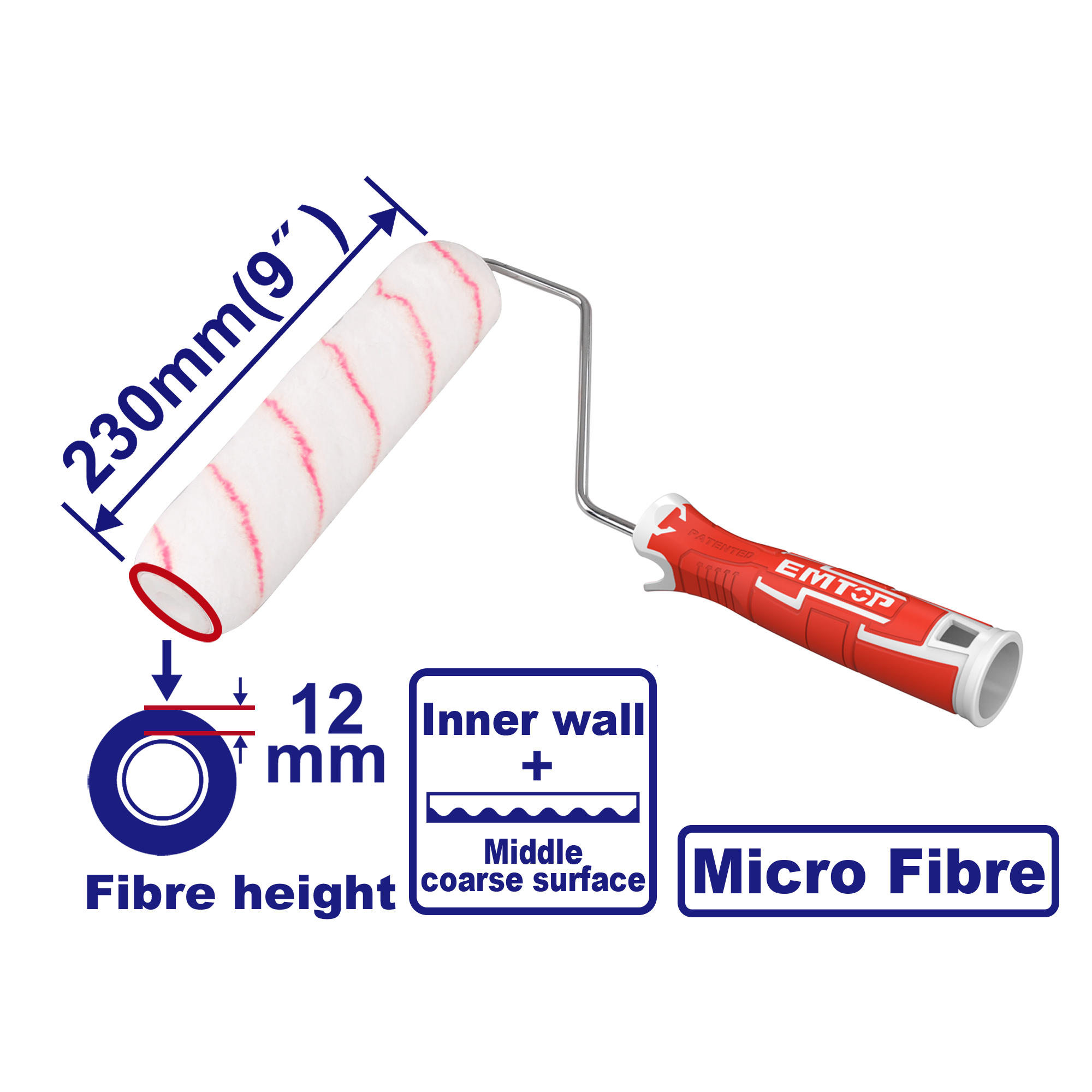 Rodillo con mota de 9” de micro fibra