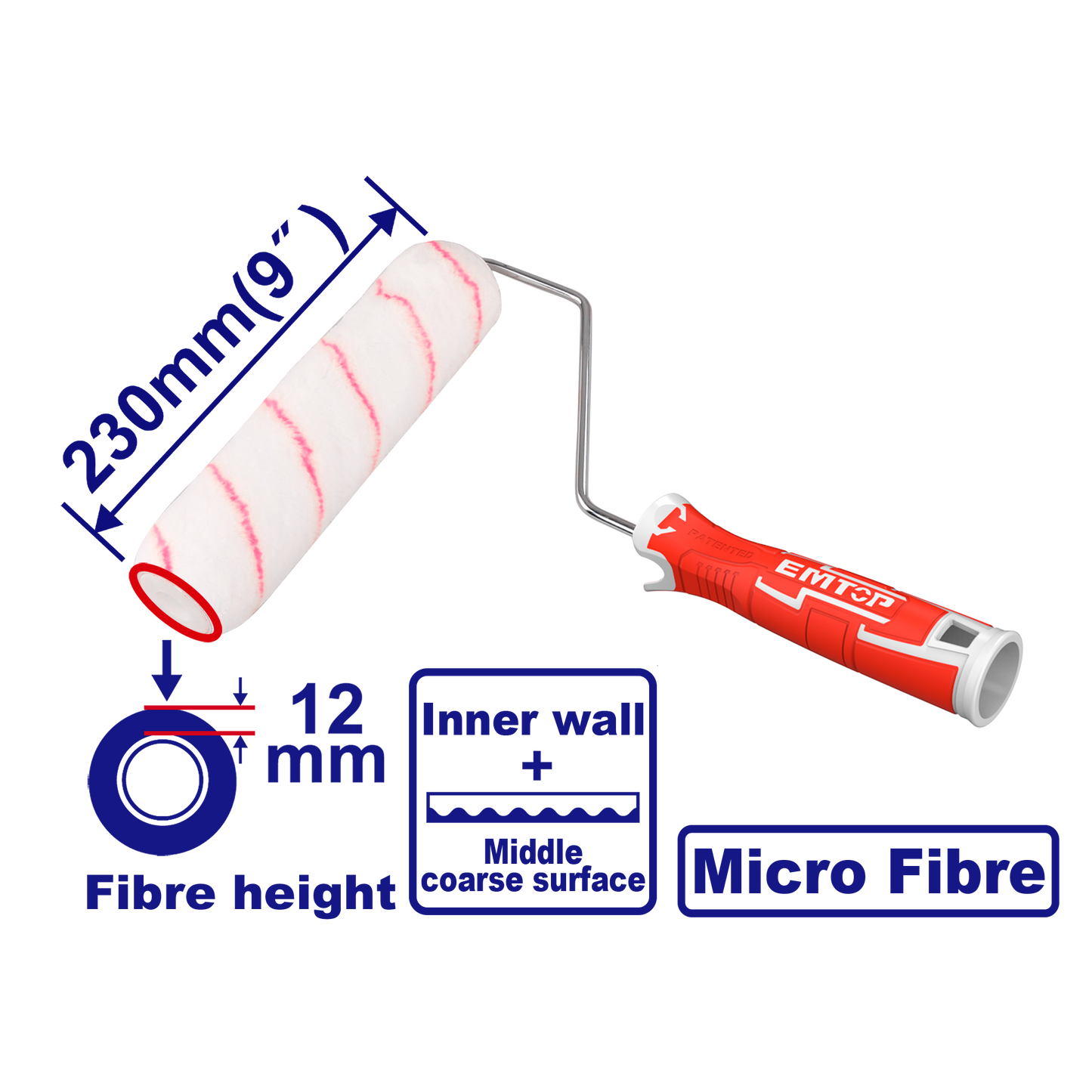 Rodillo con mota de 9” de micro fibra