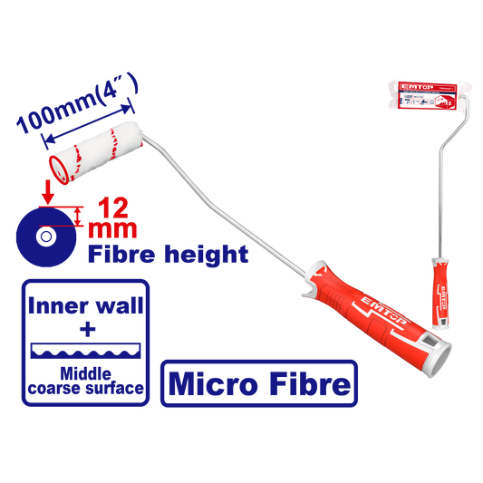 Rodillo con mota de 4” de micro fibra