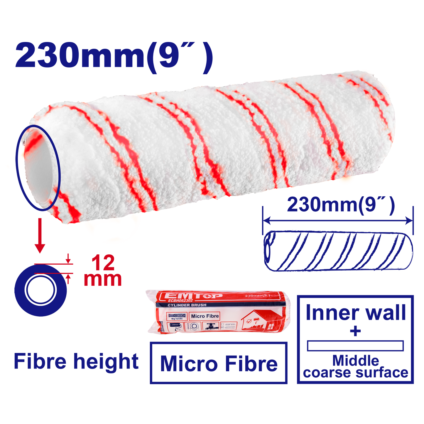 Mota para rodillo 9” material de micro fibra