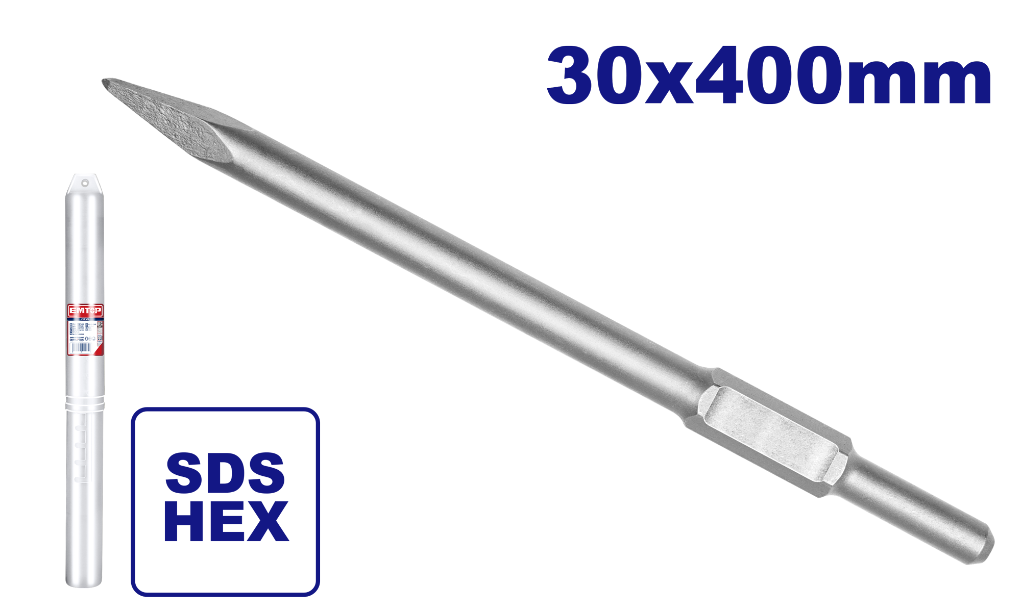 Cincel de punta con encastre SDS HEX 30x400mm