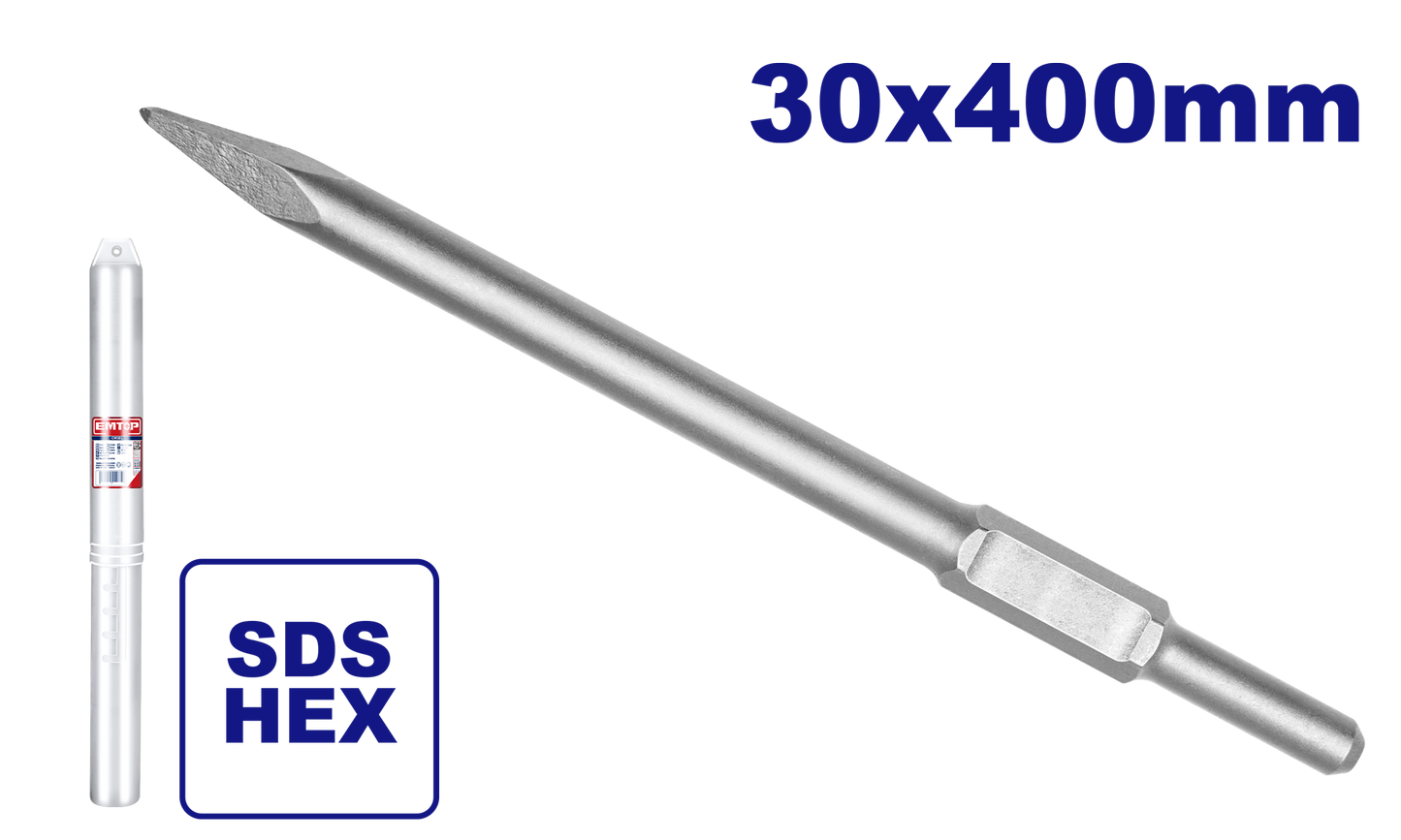 Cincel de punta con encastre SDS HEX 30x400mm