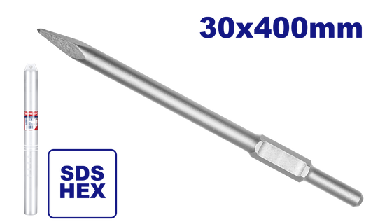 Cincel de punta con encastre SDS HEX 30x400mm