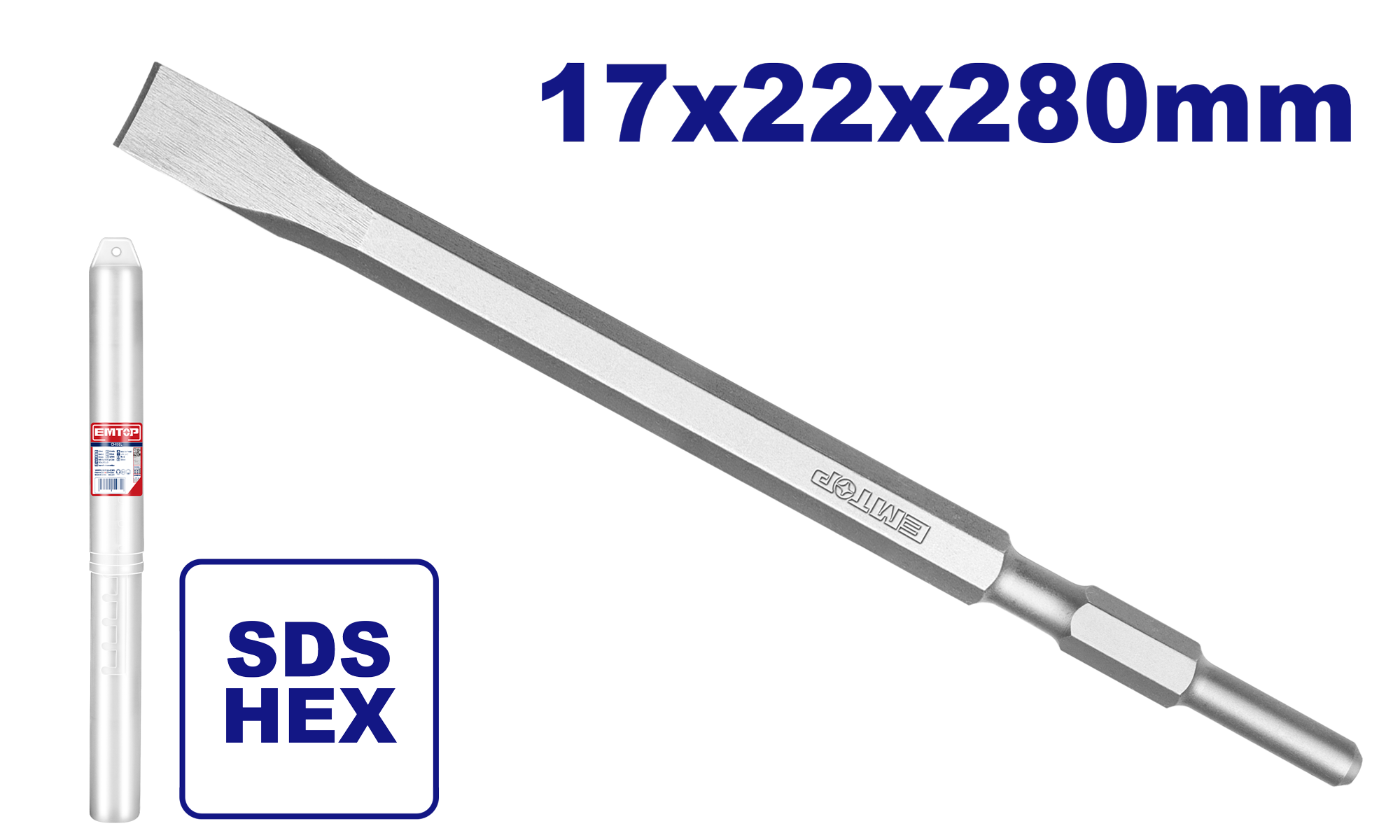 Cincel plano con encastre SDS HEX 17x22x280mm