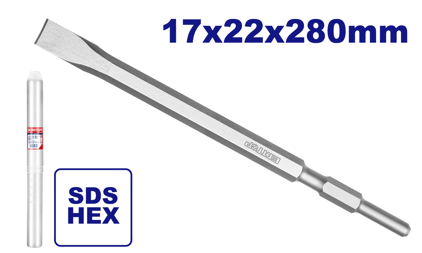Cincel plano con encastre SDS HEX 17x22x280mm
