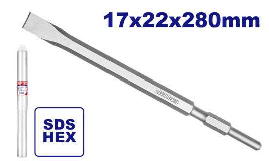 Cincel plano con encastre SDS HEX 17x22x280mm