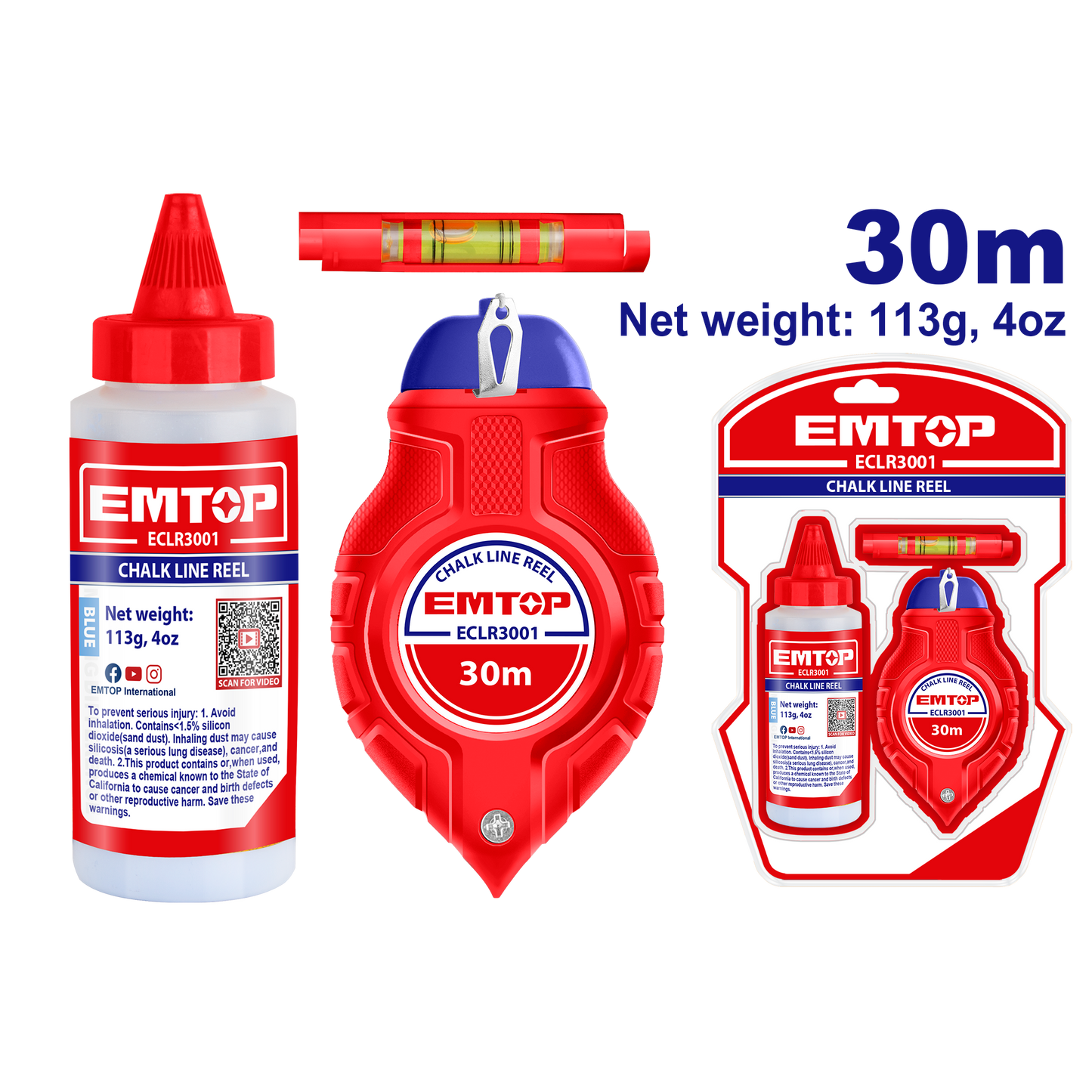 Kit de carrete de tiza con nivel de linea