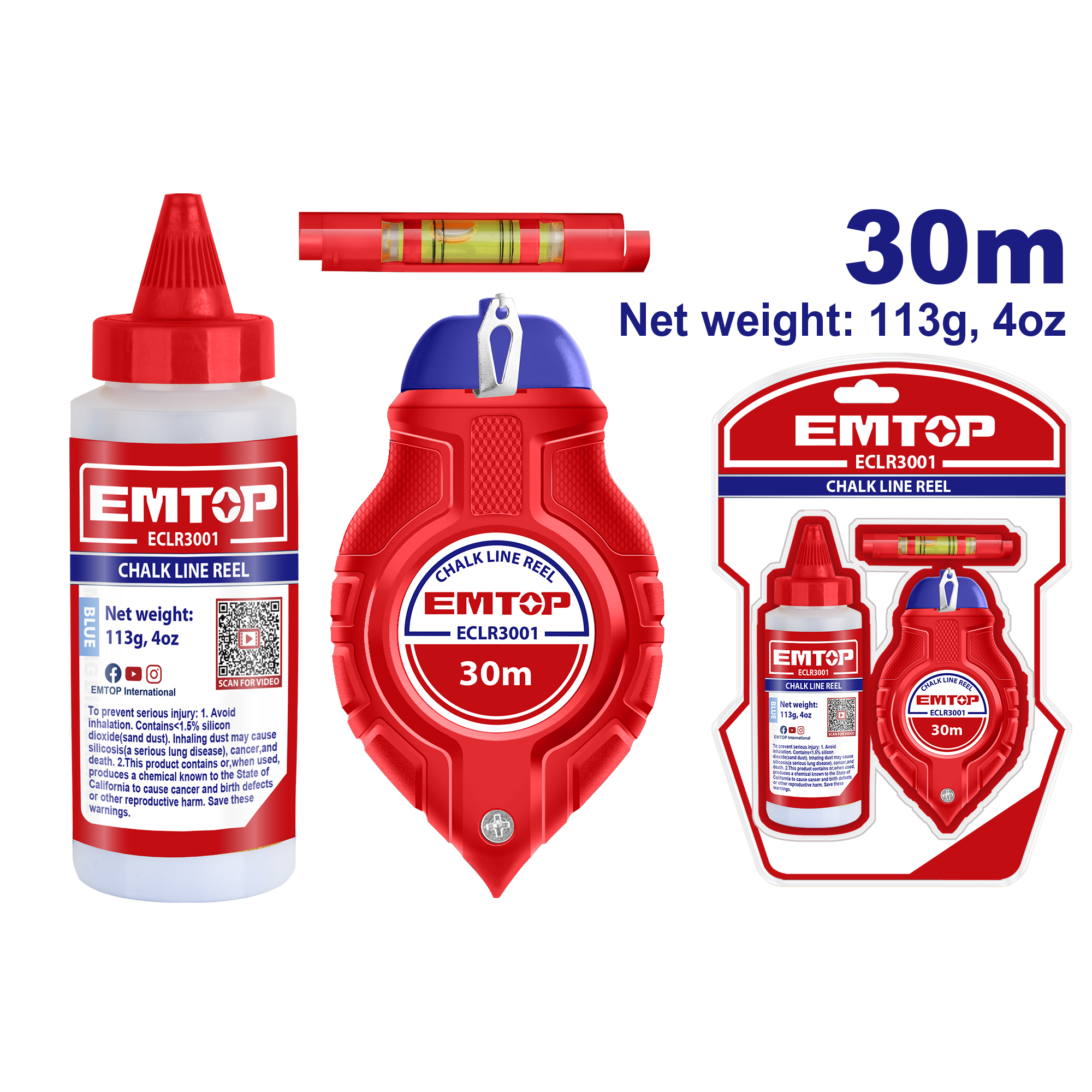 Kit de carrete de tiza con nivel de linea