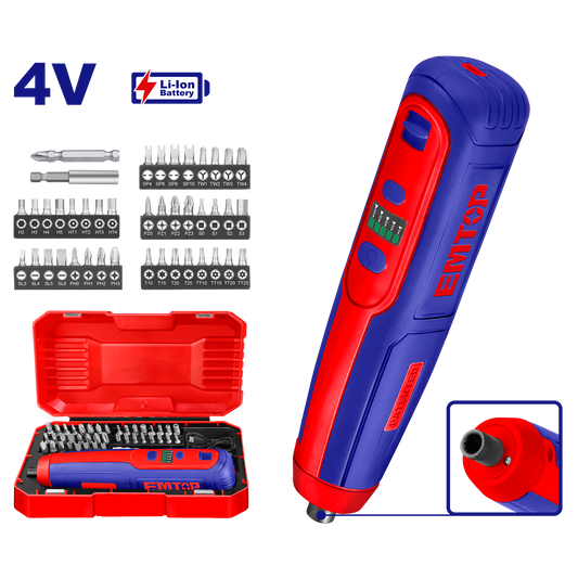 Destornillador a batería 4V con 40 puntas magnéticas