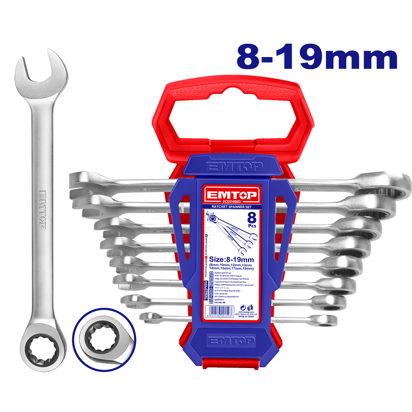 Juego de llaves de combinación con ratchet 8-19mm