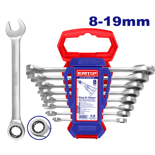 Juego de llaves de combinación con ratchet 8-19mm