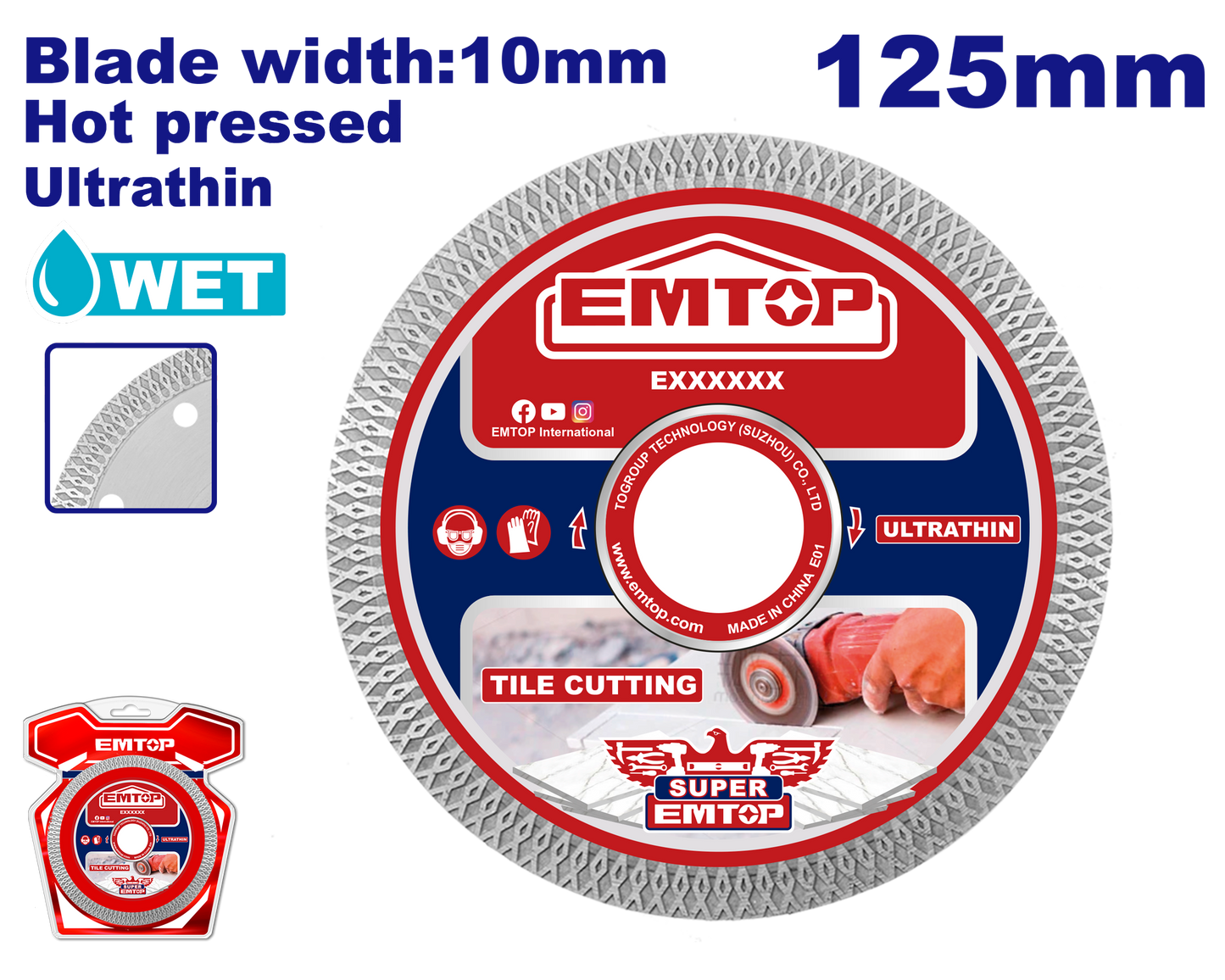 Disco de diamante ultrafino con borde de malla de 5” uso industrial Emtop EDDCH81251