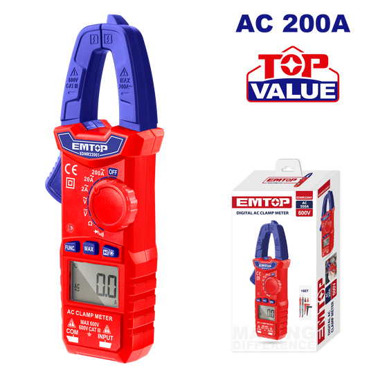Pinza amperimétrica digital AC 200A de alto desempeño