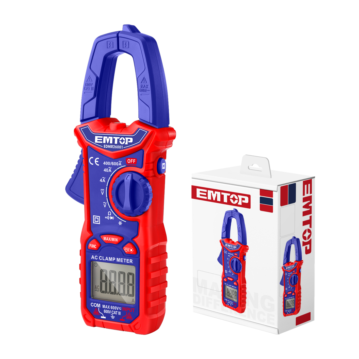 Pinza amperimétrica digital 600V CATIII EMTOP EDMR26001