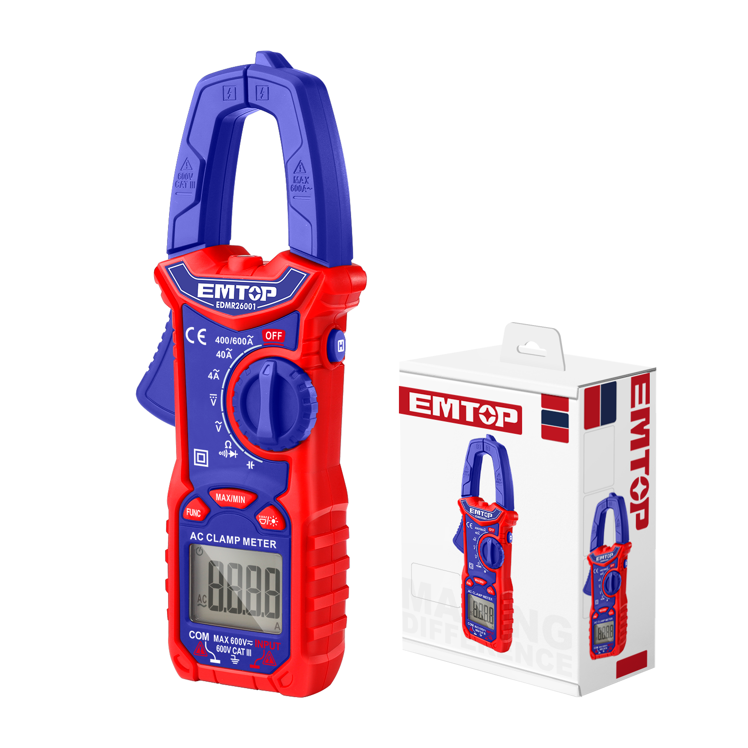 Pinza amperimétrica digital 600V CATIII EMTOP EDMR26001
