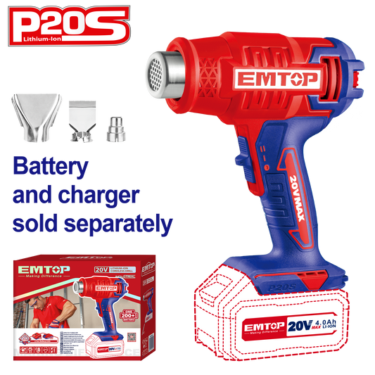 Pistola de calor inalámbrica INDUSTRIAL Emtop EHGN20021