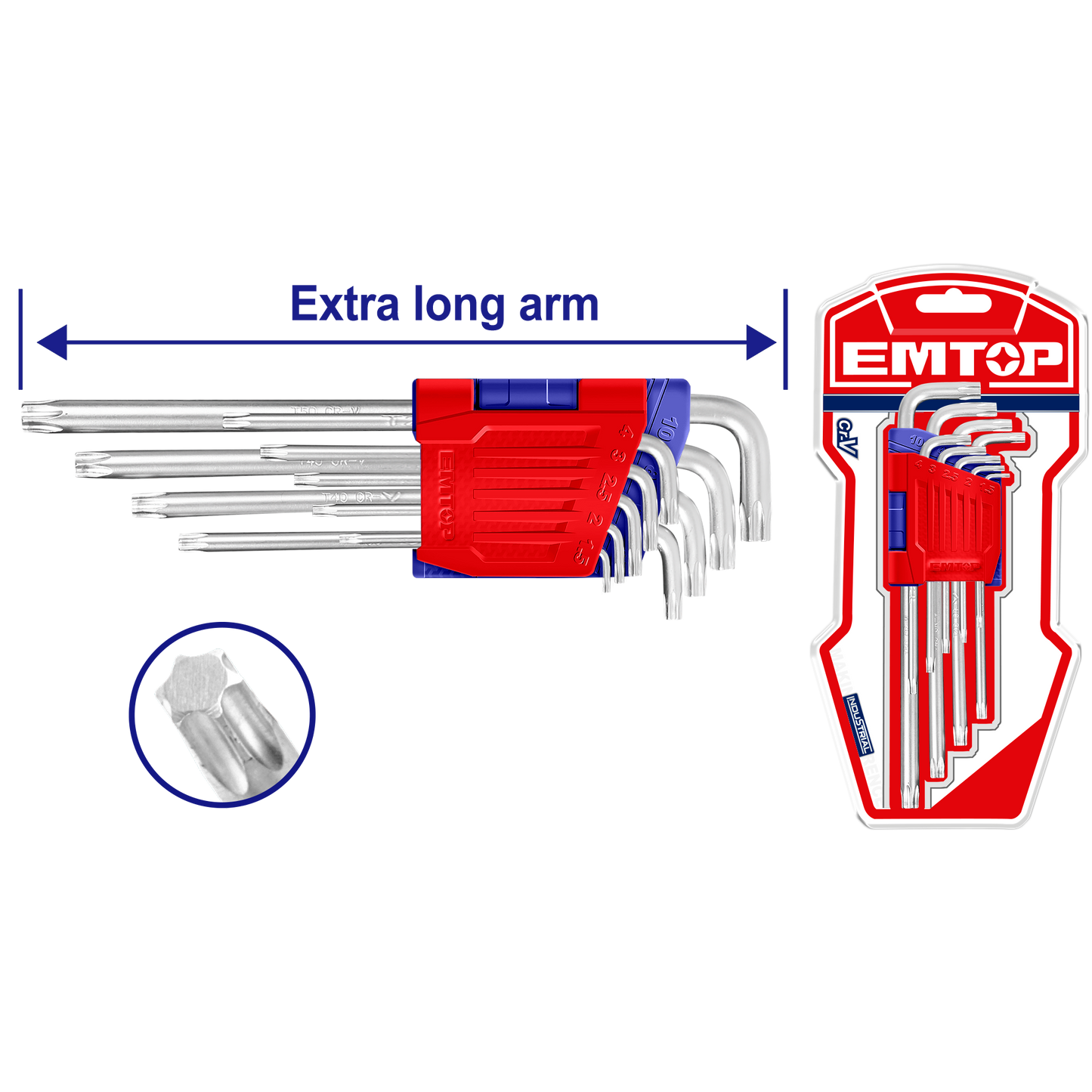 Juego de llaves torx con brazo extra largo