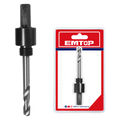 Eje para broca de corona con rosca de ½ y vástago ⅜ hex Emtop EHSA04
