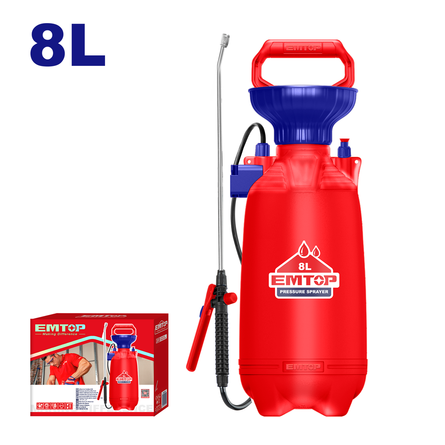 Bomba para fumigar con tanque de 8 litros Emtop EHSPP30802