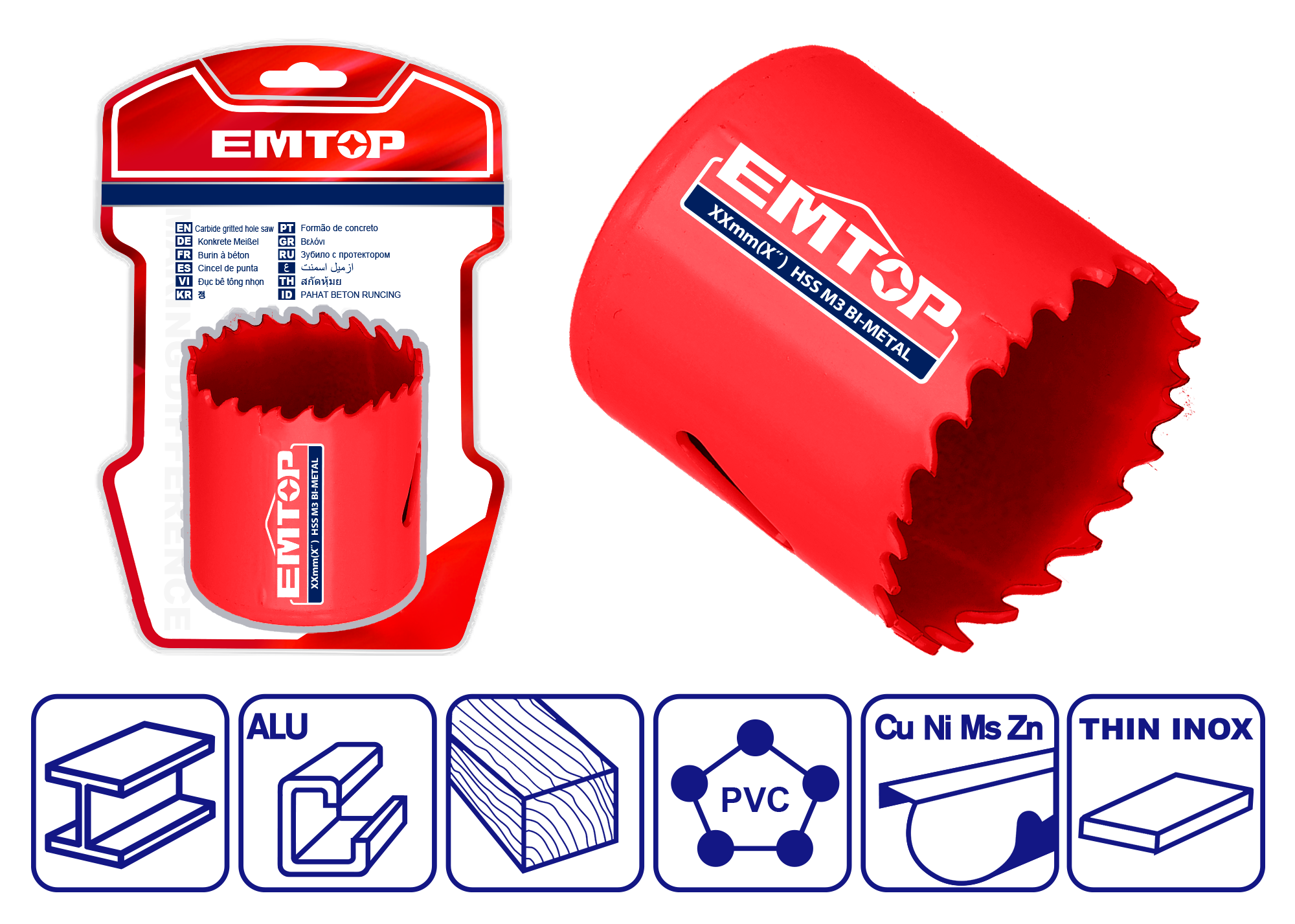Broca de corona Bi-Metal HSS de 1-1/2” Emtop EHSW10381
