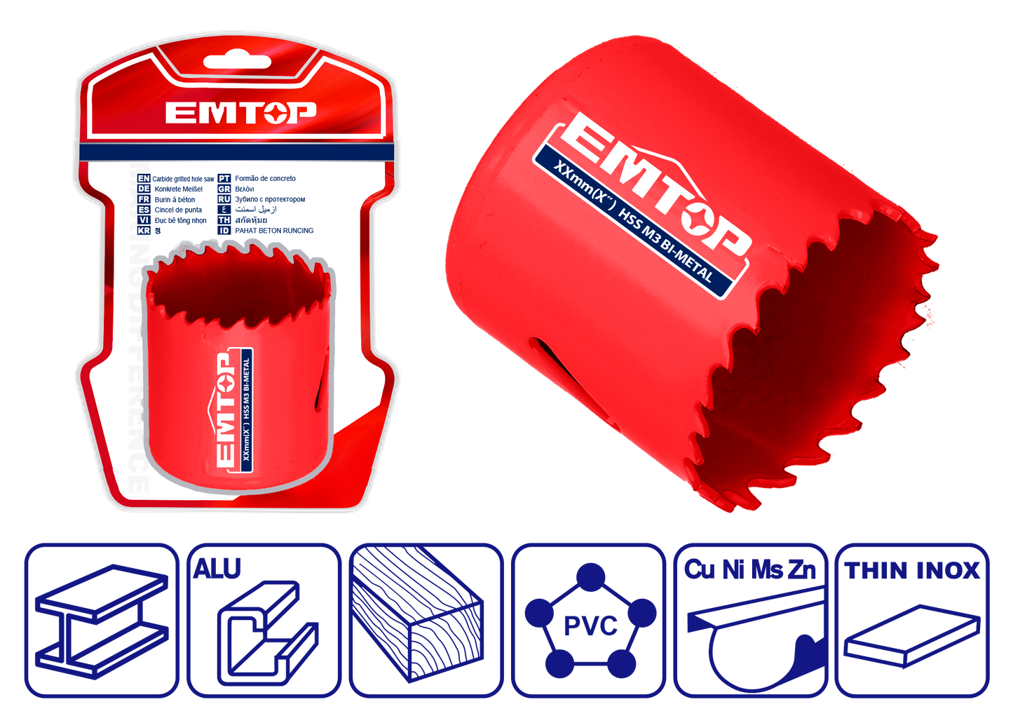 Broca de corona Bi-Metal HSS de 1-1/2” Emtop EHSW10381