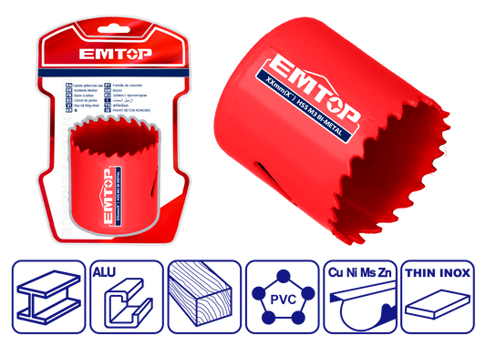 Broca de corona Bi-Metal HSS de 1-1/2” Emtop EHSW10381
