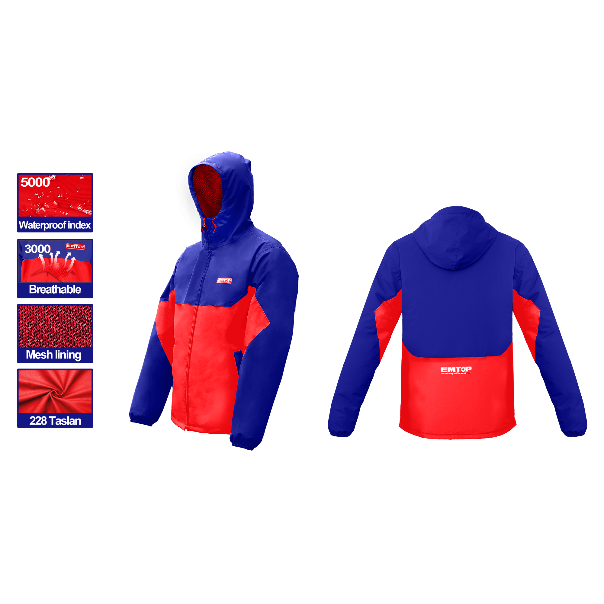 Chaqueta para protección contra vientos y lluvias ligeras, talla L Emtop EJCT01L