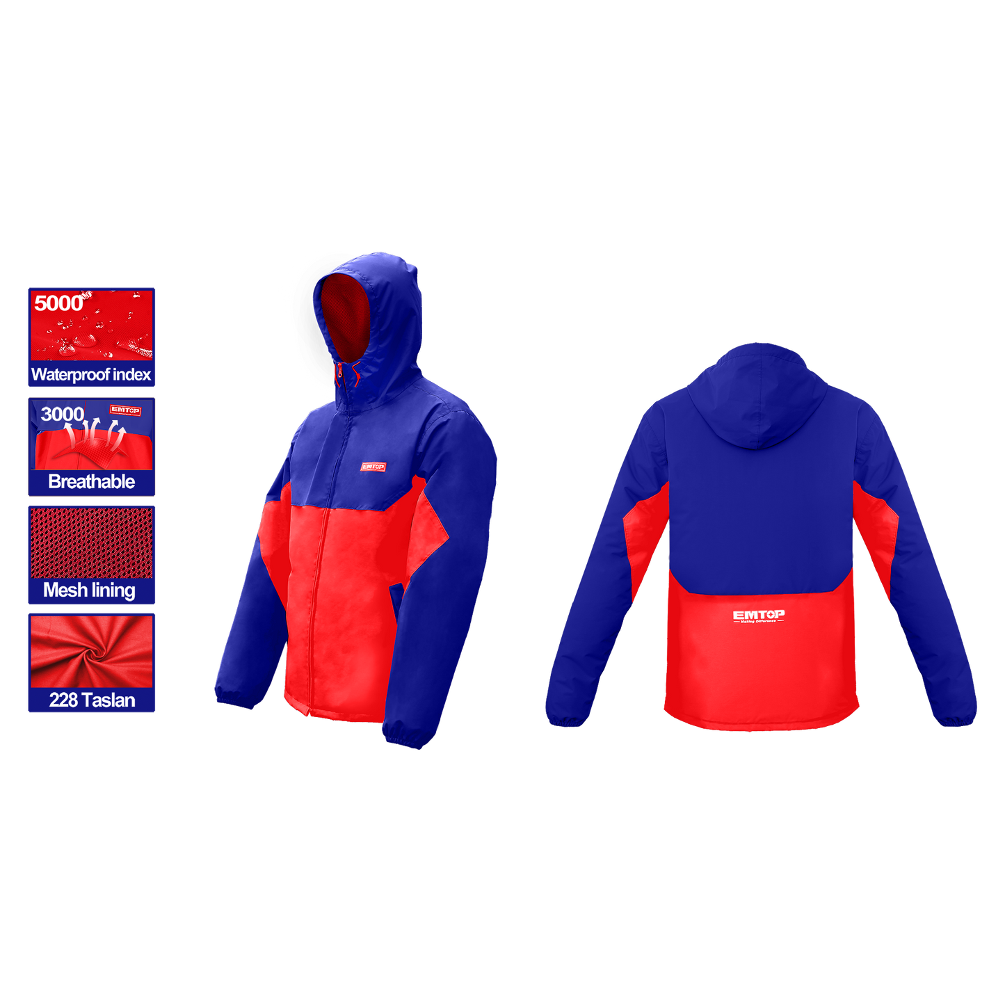 Chaqueta para protección contra vientos y lluvias ligeras, talla L Emtop EJCT01L