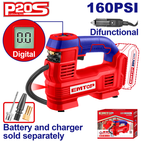 Compresor de aire inalámbrico 20V 160psi Emtop ELAC2012