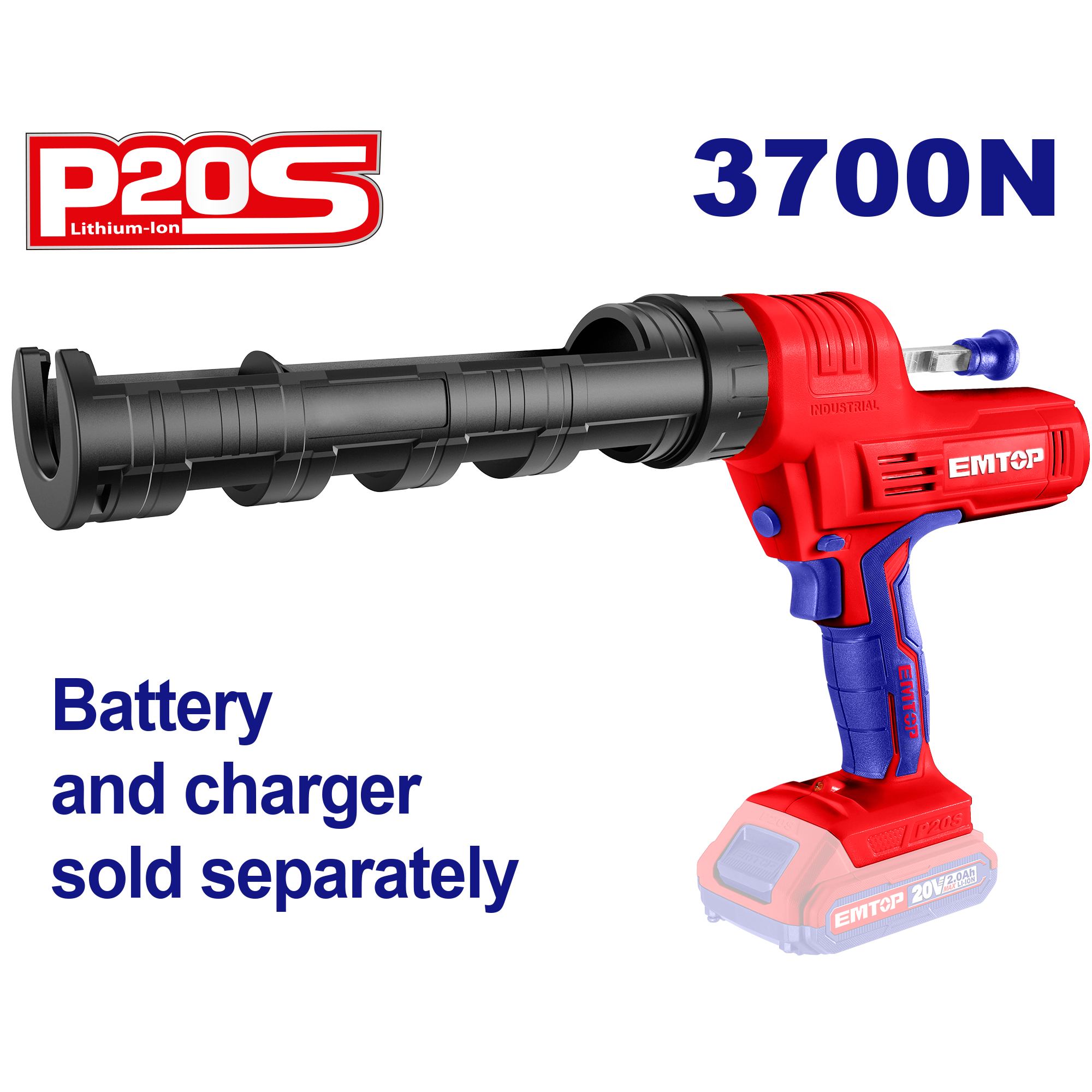 Pistola de calafateo a batería INDUSTRIAL 3700N Emtop ELCG2001
